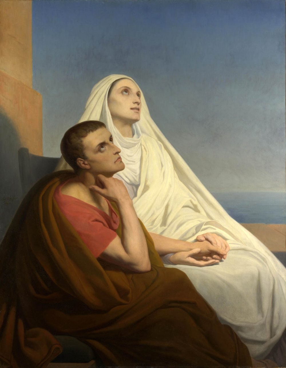 Santos Agustín y Mónica, de Ary Scheffer (1854): la conversación de madre e hijo en Ostia que Agustín cuenta en las Confesiones (IX). National Gallery de Londres.