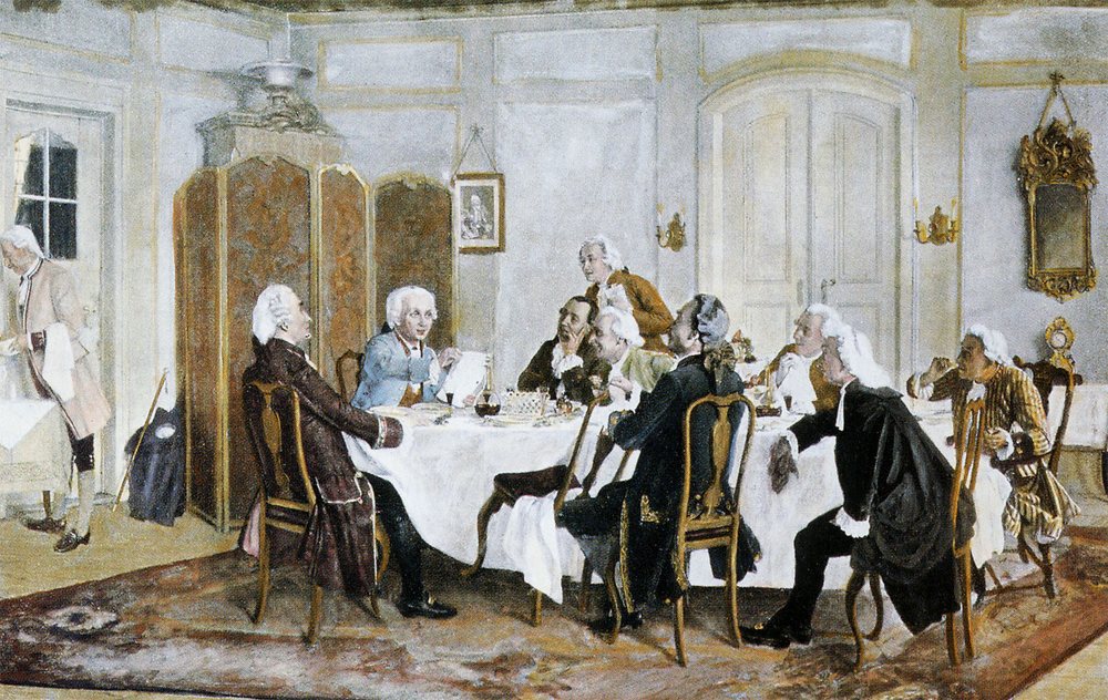 Kant y sus comensales, de Emil Doerstling (1892-1893): Kant convertía la comida en una larga tertulia con amigos.
