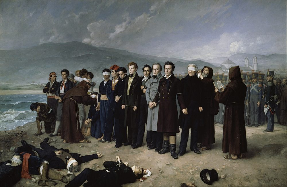 Fusilamiento de Torrijos y sus compañeros en las playas de Málaga, de Antonio Gisbert (1888).