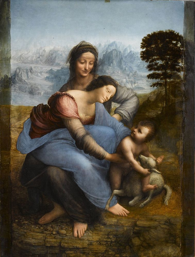 Santa Ana, la Virgen y el Niño con un cordero, Leonardo da Vinci