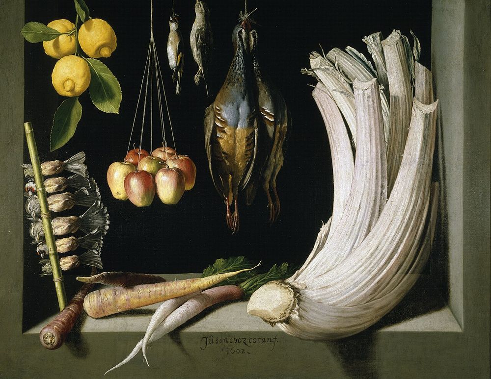 Bodegón de caza, hortalizas y frutas, Juan Sánchez Cotán