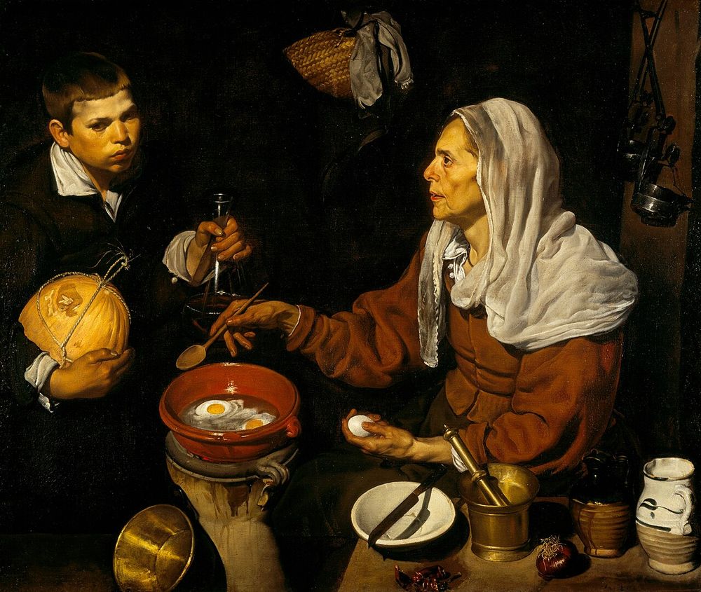 Vieja friendo huevos, Diego Velázquez