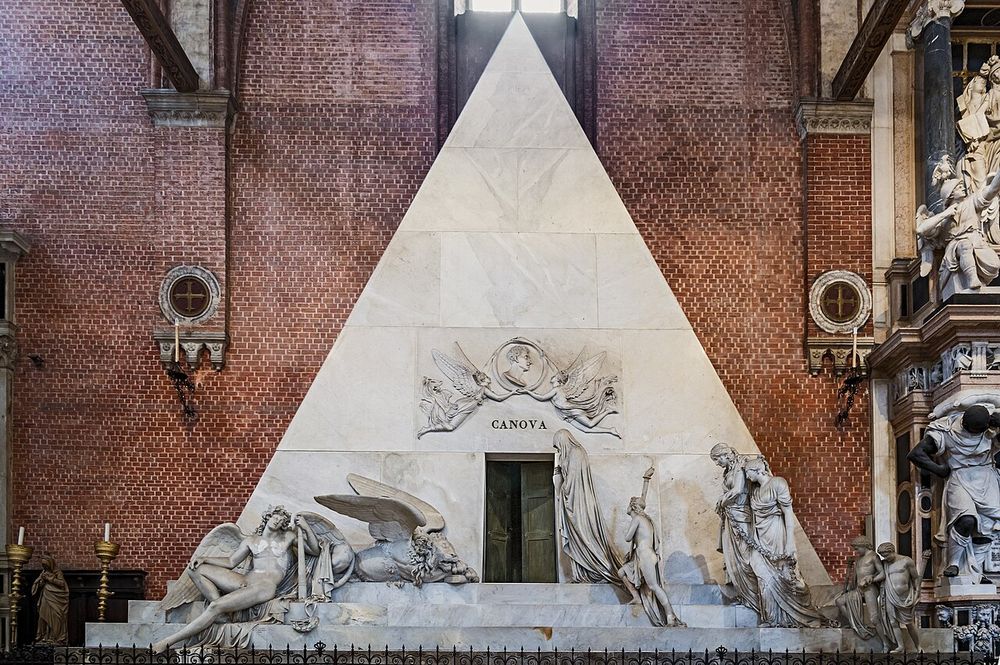 Monumento funerario a Canova, Discípulos de Canova (A. Bosa, B. Ferrari, G. Fabris, J. De Martini, L. Zandomeneghi y R. Rinaldi), sobre un diseño de Canova