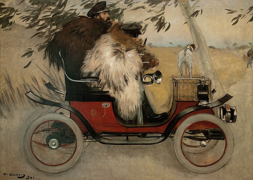 Ramon Casas y Pere Romeu en un automóvil, Ramon Casas