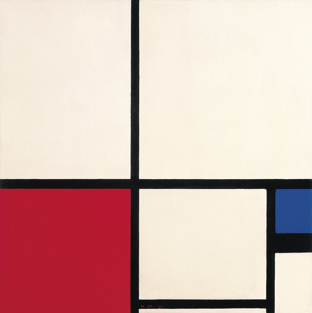 Composición de colores / Composición n.º I con rojo y azul, Piet Mondrian