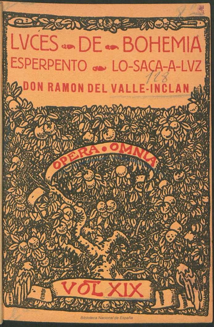 Portada antigua del libro Luces de bohemia, esperpento, de Valle-Inclán